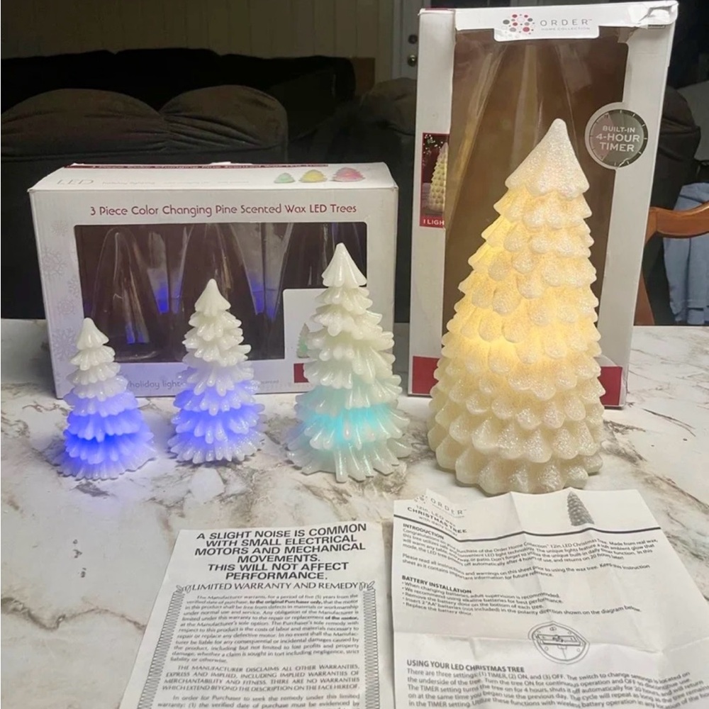 Home Collection~ 2 Boxes W/ 4 Color Changing Christmas Tree & Pine Scented (New)